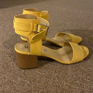 Yellow chunky sandal heels